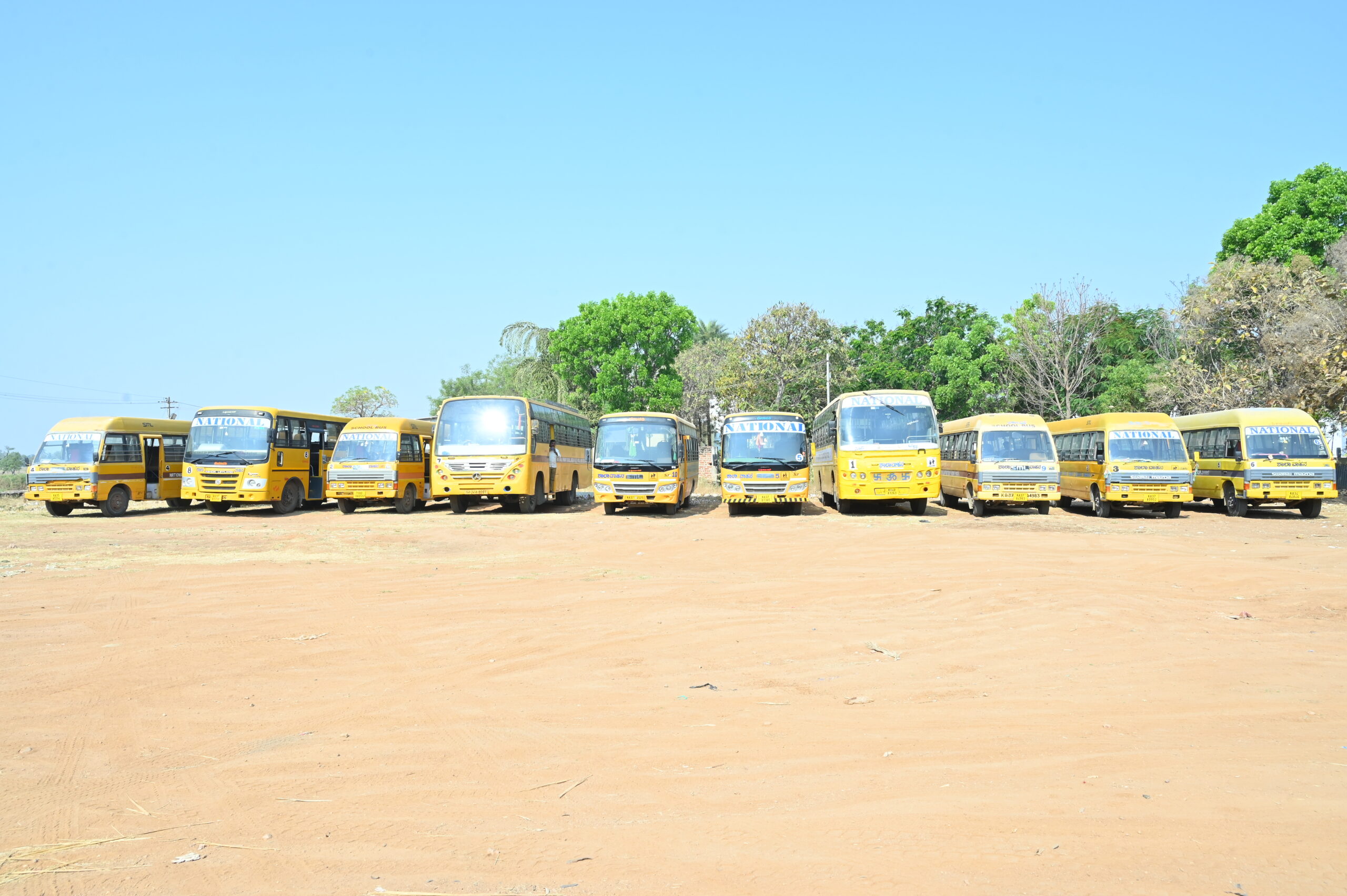 Safe School Buses Waiting in Karatagi